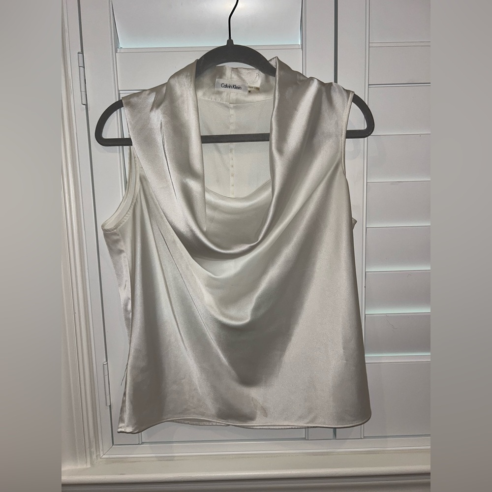 Calvin Klein White Sleeveless Blouse